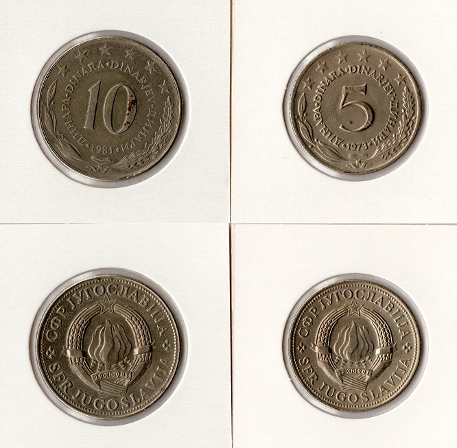 Jugoslawien Lot 5 + 10 Dinara 1973/ 1981 vz-unc.   