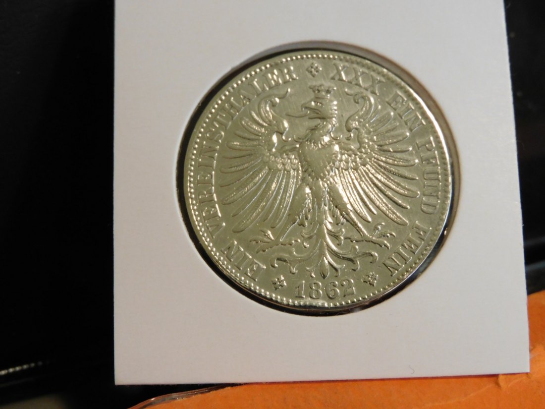  GERMANY 1 THALER 1862 FRANKFURT.GRADE-PLEASE SEE PHOTOS.   