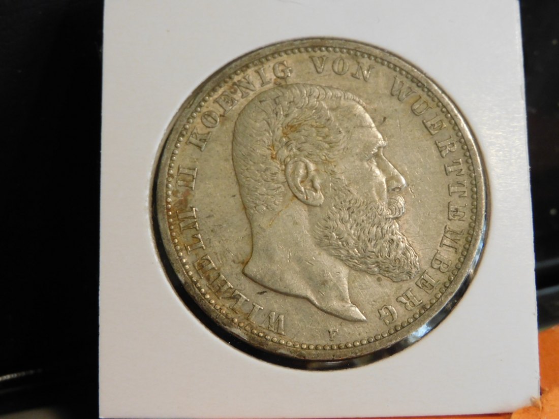 GERMANY 5 MARK 1907 WURTTEMBERG.GRADE-PLEASE SEE PHOTOS.