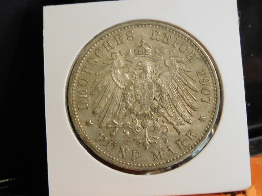  GERMANY 5 MARK 1907 WURTTEMBERG.GRADE-PLEASE SEE PHOTOS.   