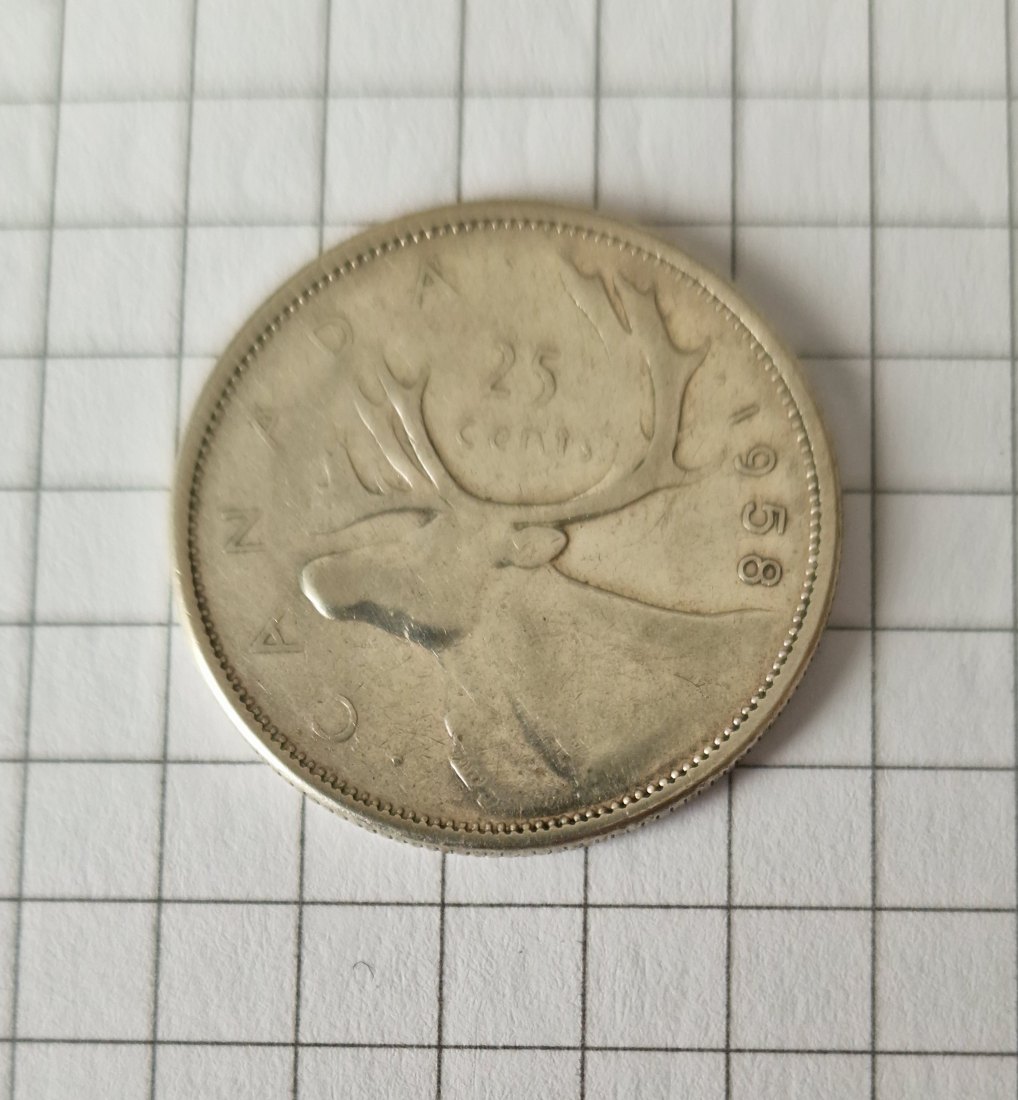 Silbermünze 25 Cents Kanada 1958