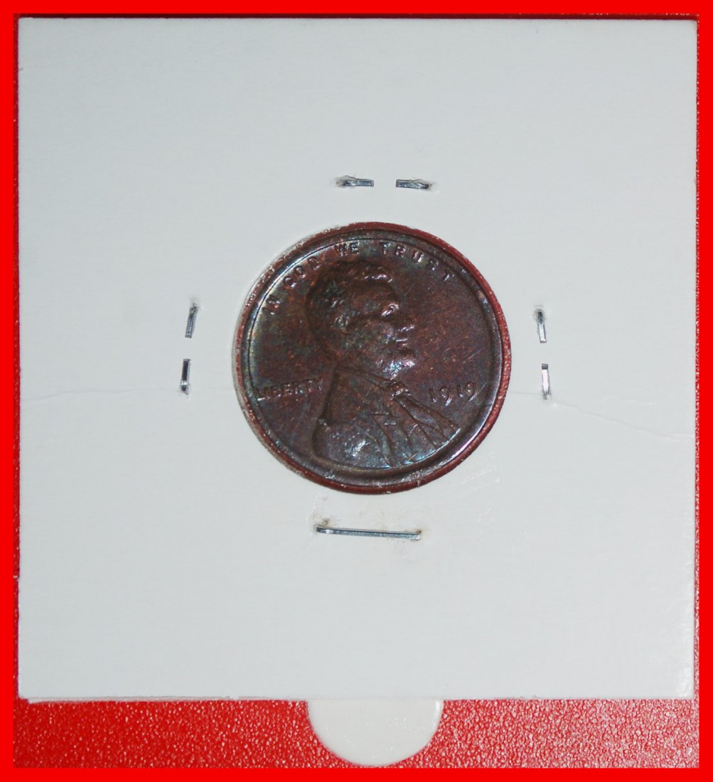  Ⰶ WHEAT PENNY (1909-1958): USA ★ 1 CENT 1919! LINCOLN (1809-1865) IN HOLDER!★LOW START ★ NO RESERVE!   