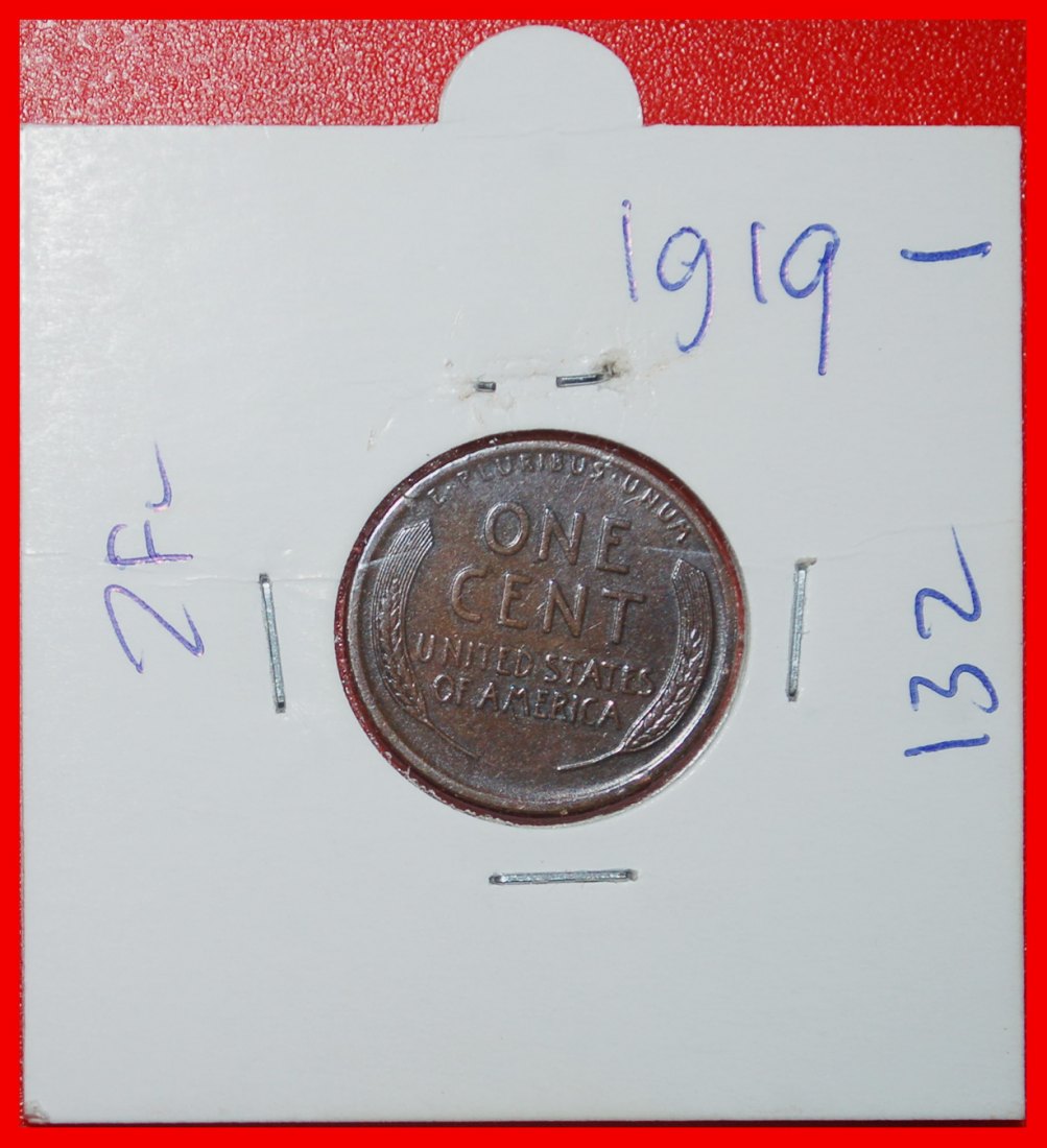  Ⰶ WHEAT PENNY (1909-1958): USA ★ 1 CENT 1919! LINCOLN (1809-1865) IN HOLDER!★LOW START ★ NO RESERVE!   