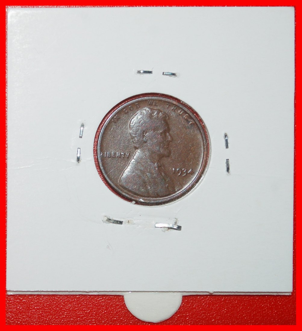  Ⰶ WHEAT PENNY (1909-1958): USA ★ 1 CENT 1934! LINCOLN (1809-1865) IN HOLDER!★LOW START ★ NO RESERVE!   