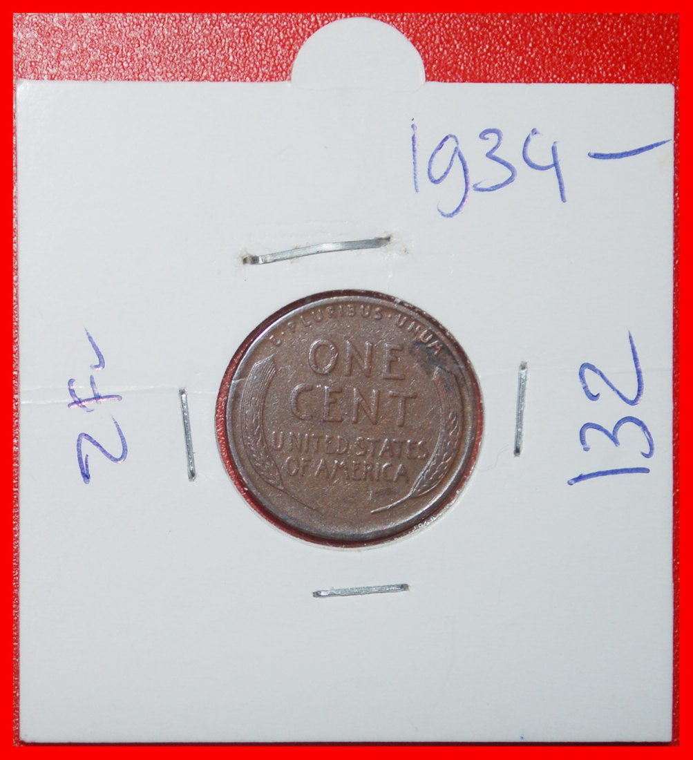  Ⰶ WHEAT PENNY (1909-1958): USA ★ 1 CENT 1934! LINCOLN (1809-1865) IN HOLDER!★LOW START ★ NO RESERVE!   
