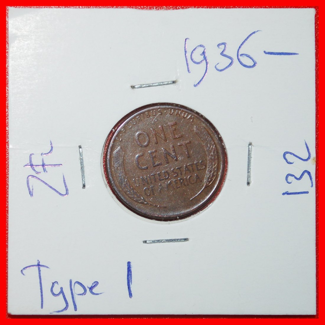  Ⰶ WHEAT PENNY (1909-1959): USA ★ 1 CENT 1936! LINCOLN (1809-1865) IN HOLDER!★LOW START ★ NO RESERVE!   