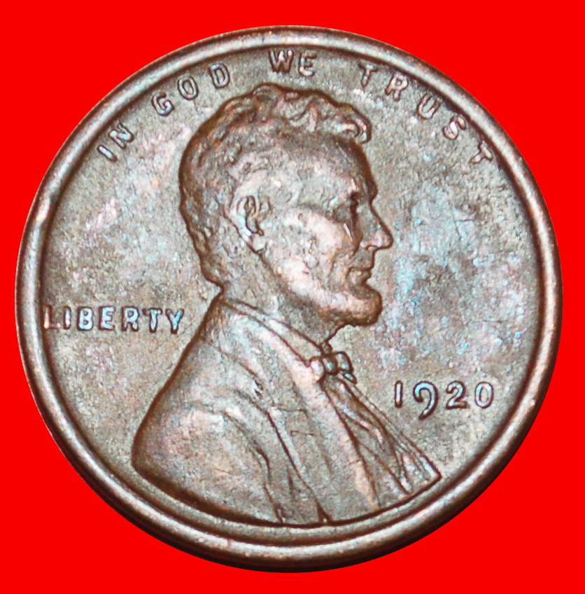 Ⰶ WEIZEN PENNY (1909-1958): USA ★ 1 CENT 1920! LINCOLN (1809-1865)!★OHNE VORBEHALT!