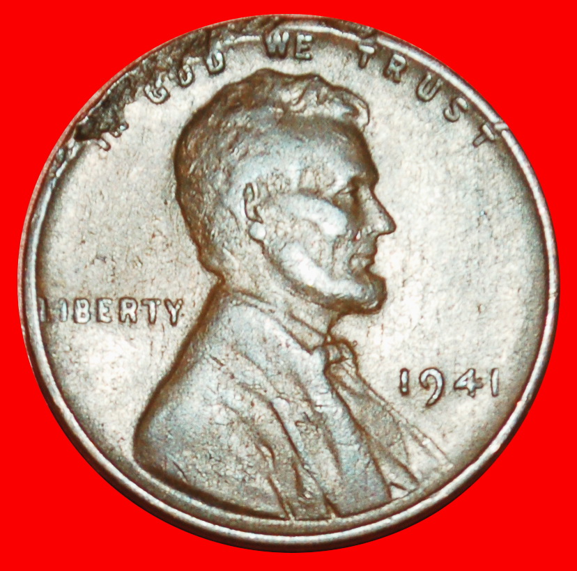  Ⰶ DAMEN PENNY (1909-1958): USA ★ 1 CENT 1941! LINCOLN (1809-1865) ★OHNE VORBEHALT!   