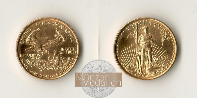 USA MM-Frankfurt  Feingewicht: 3,11g 5 Dollars Eagle 1997 