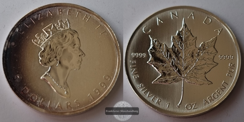  Kanada  5 Dollar  1999  Maple Leaf   FM-Frankfurt    Feinsilber: 31g   