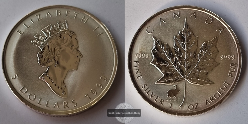  Kanada  5 Dollar  1999  Maple Leaf   FM-Frankfurt    Feinsilber: 31g   