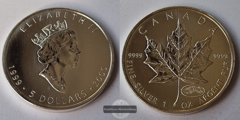  Kanada  5 Dollar  2000  Maple Leaf   FM-Frankfurt    Feinsilber: 31g   