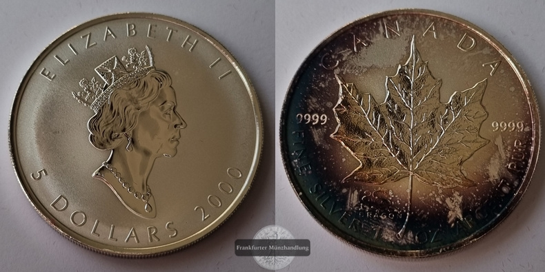  Kanada  5 Dollar  2000  Maple Leaf   FM-Frankfurt    Feinsilber: 31g   
