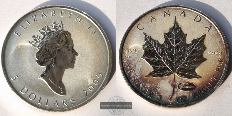  Kanada  5 Dollar  2000  Maple Leaf   FM-Frankfurt    Feinsilber: 31g   