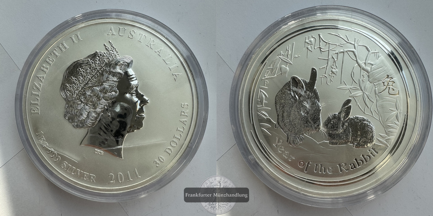  Australien  2011  30 Dollar Year of the Rabbit  KM#1479  FM-Frankfurt  Feinsilber: 1000g   