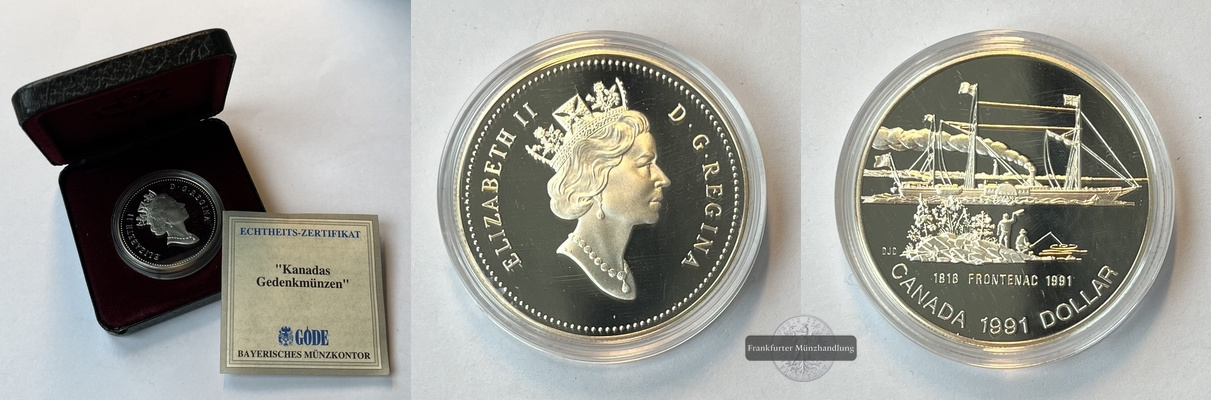  Kanada 1991  175. Jahrestag der S.S. Frontenac  KM#179  FM-Frankfurt Feingewicht: 11,66g   