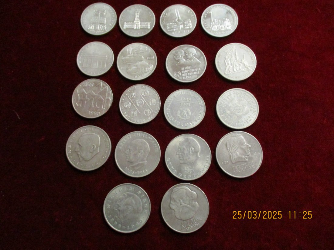  Lot - Sammlung DDR Münzen von 5 bis 20 Mark / E3   