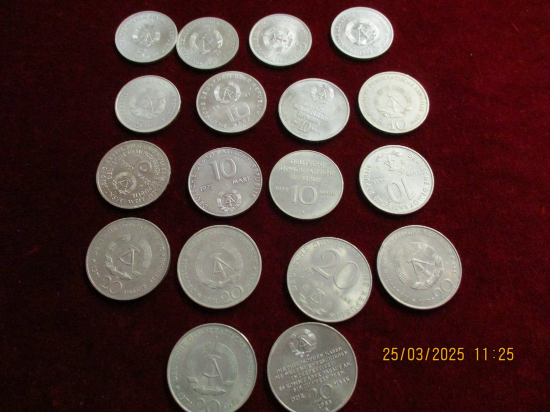  Lot - Sammlung DDR Münzen von 5 bis 20 Mark / E3   