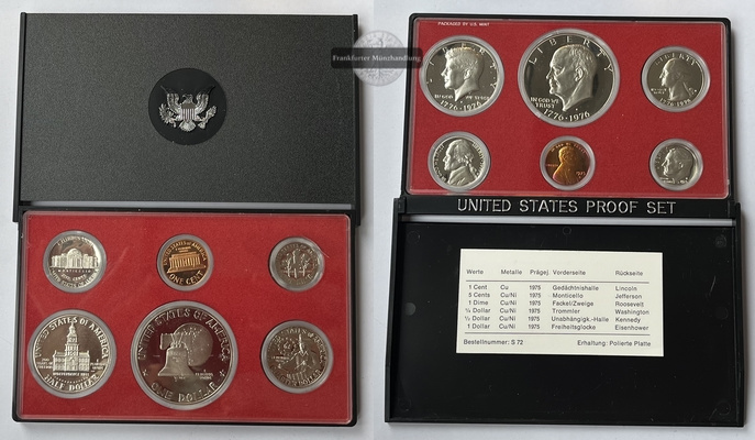  USA 1975 6 Liberty Münzen Proof Set FM-Frankfurt   