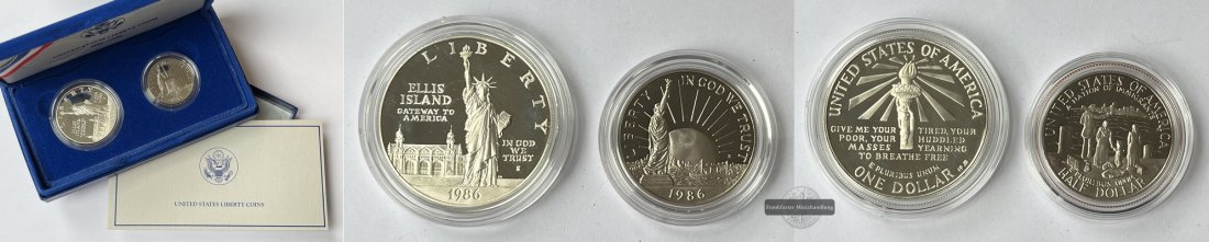  USA US Liberty Coins 1986 KM#212-KM#214 FM-Frankfurt Feinsilber: 24,06g   
