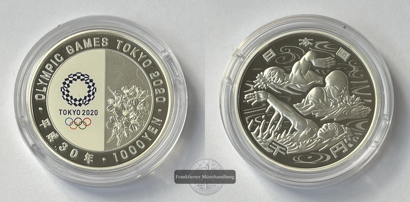  Japan 2020 1000 Yen - Tokio Olympics Schwimmen FM-Frankfurt  Feinsilber: 31,06g   