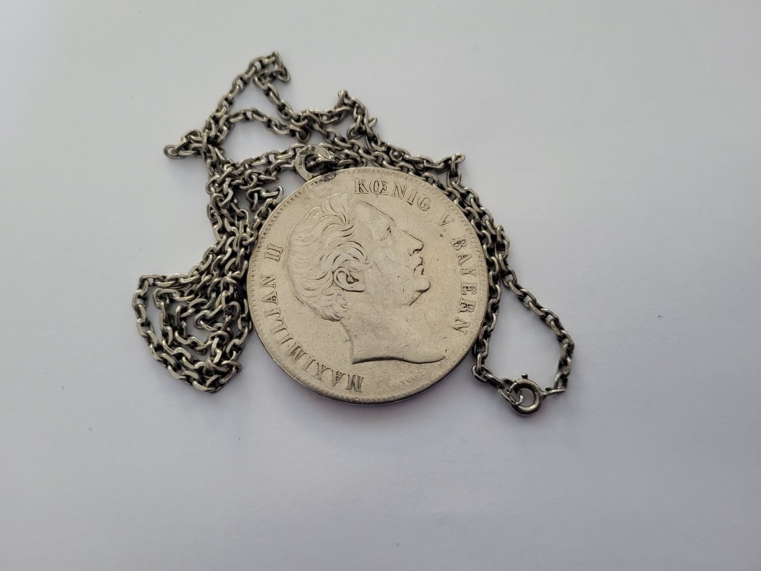  Eine Mark 1855 2 Thaler Vereinsmünze Maximilian Ag/47,5g Bayern Deutschland Spittalgold9800 (3469)   