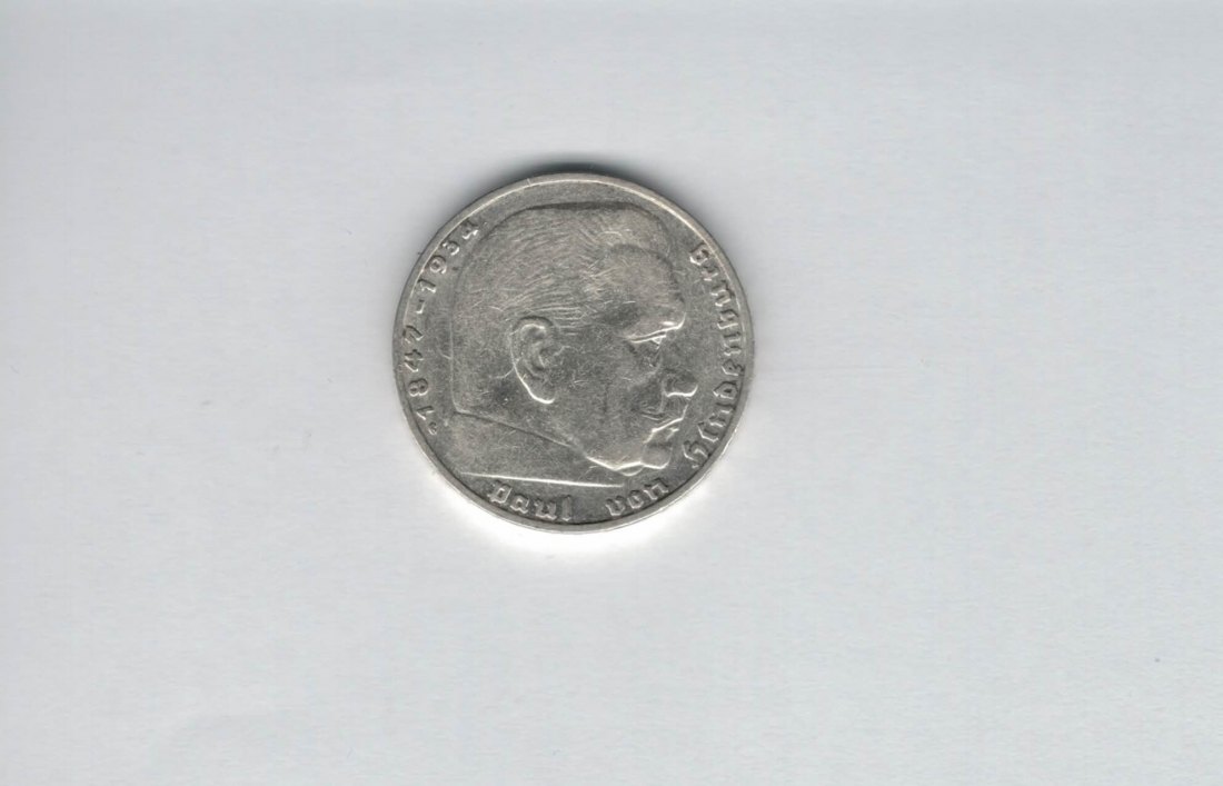  2 Mark 1937 G Paul von Hindenburg Reichsmark Ag 5g fein H´Kreuz Deutschland Spittalgold9800 (4976)   