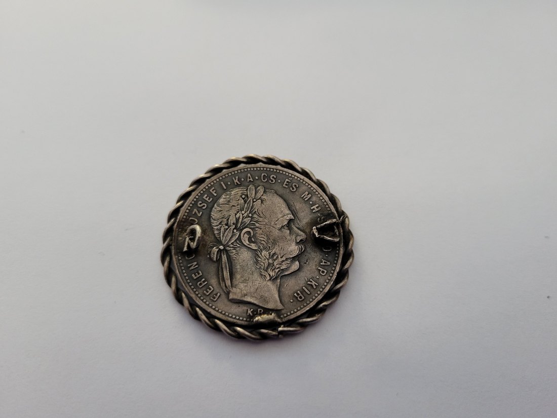  1 Forint 1881 Brosche silber 14,3g Österreich Ungarn Spittalgold9800 (1209)   