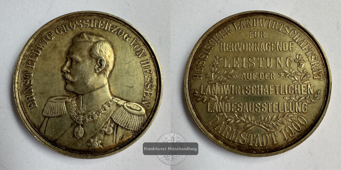  Deutschland Silbermedaille Ernst Ludwig 1900 FM-Frankfurt Feinsilber: 25,92g   