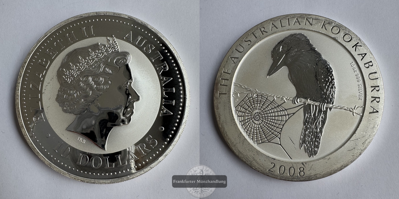  Australien, 10 Dollar 2008 Kookaburra  FM-Frankfurt Feinsilber: 311g   