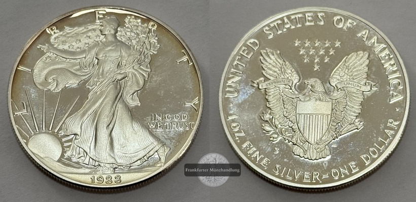  USA - 1 Dollar  1988  Walking Liberty     FM-Frankfurt Feinsilber: 31g   