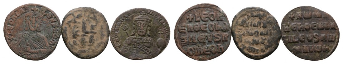  Antike; Byzanz; 3 Kleinmünzen; Bronze; 15,51 g   
