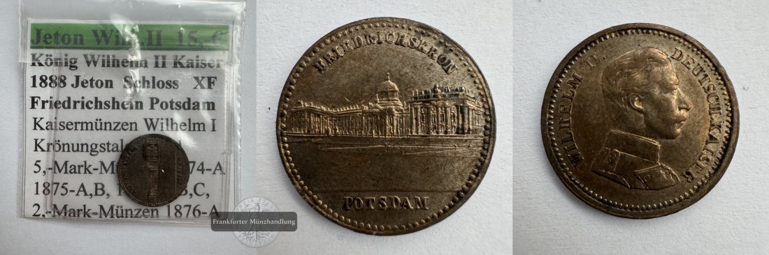  Dt. Reich Friedrichskron Potsdam Wilhelm II FM-Frankfurt Bronze 2,56g   