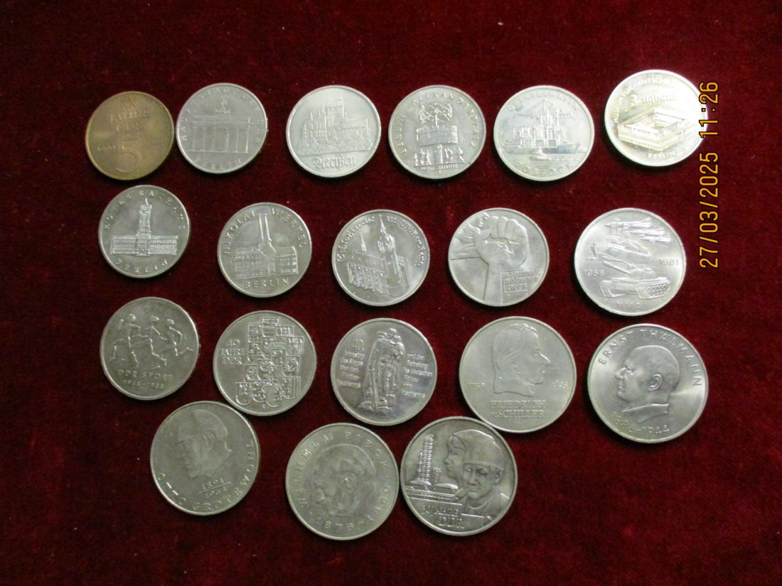  Lot - Sammlung DDR Münzen von 5 bis 20 Mark / C2   