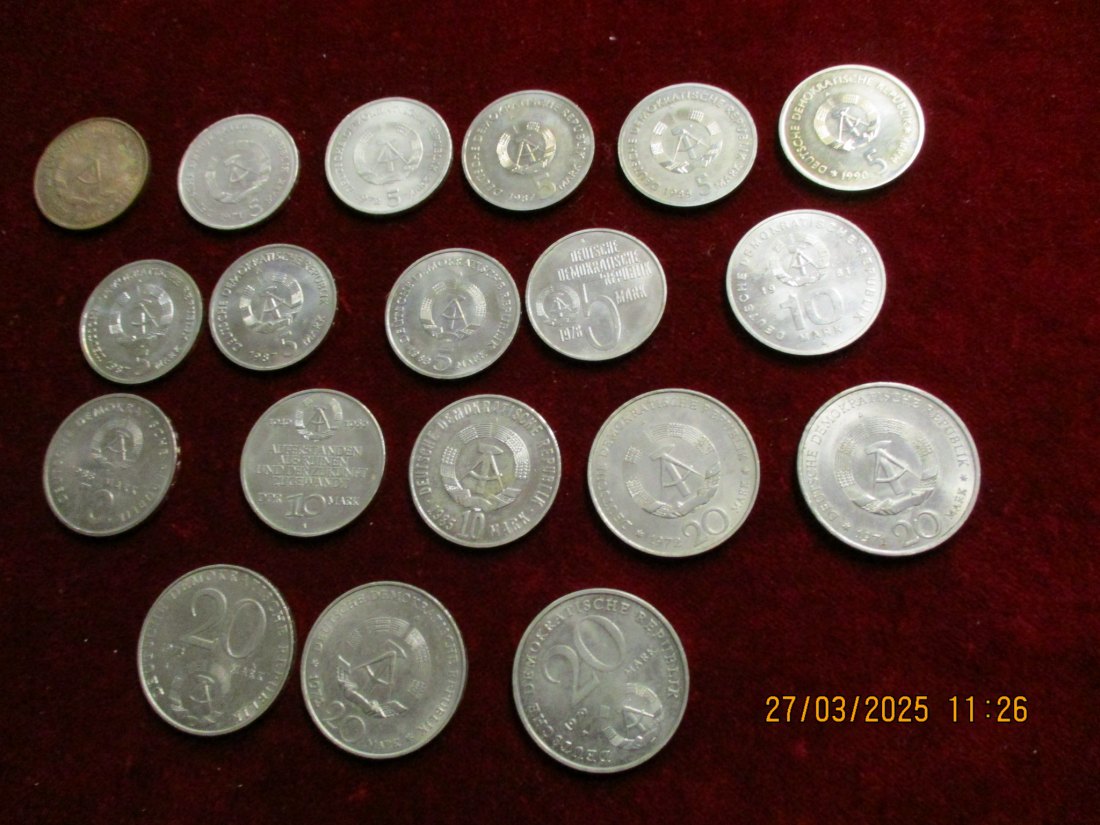  Lot - Sammlung DDR Münzen von 5 bis 20 Mark / C2   