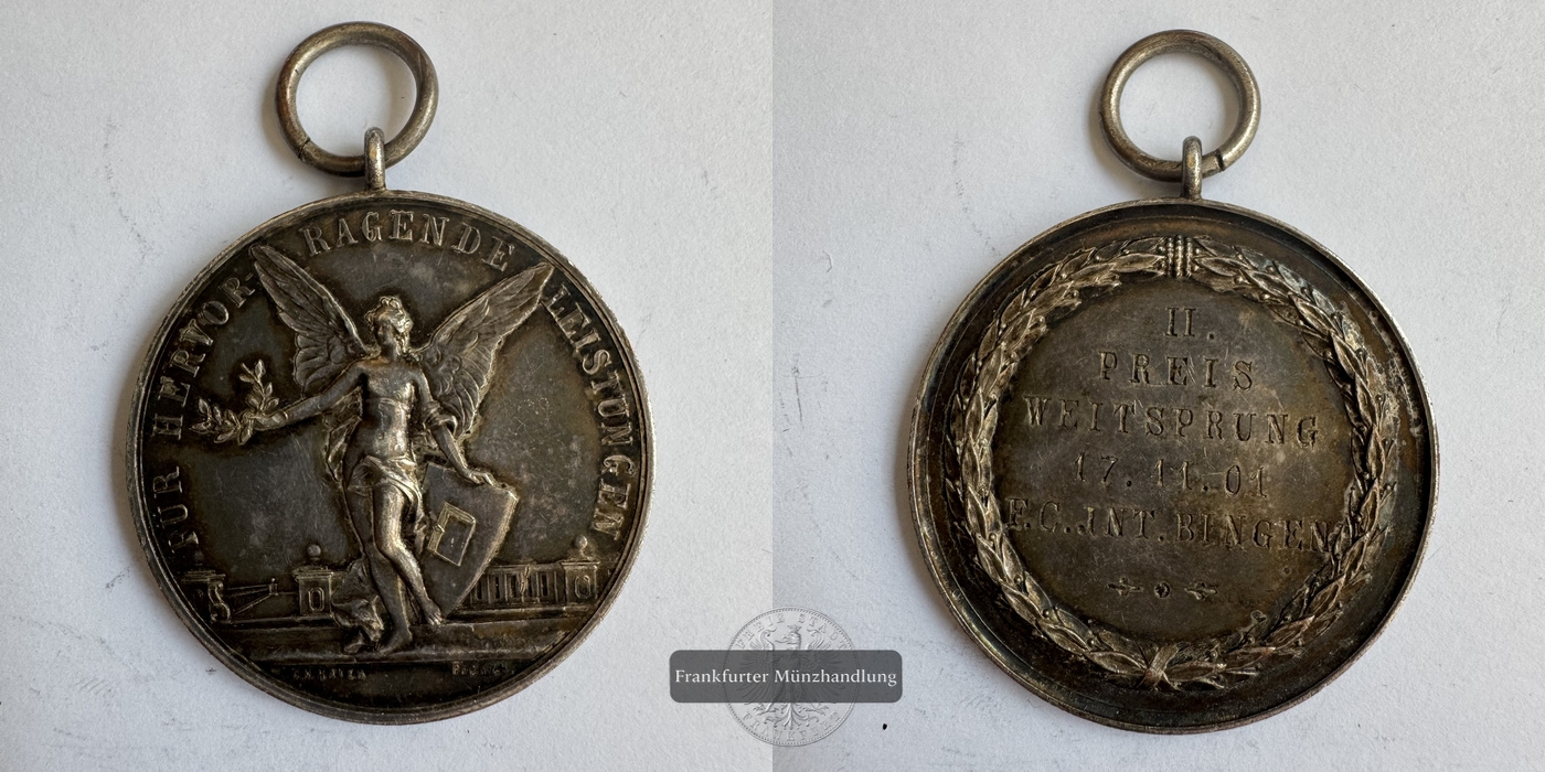  Deutschland Silbermedaille Für Hervorragende Leistung (Weitsprung) 2001 FM-Frankfurt Gewicht: 22,60g   