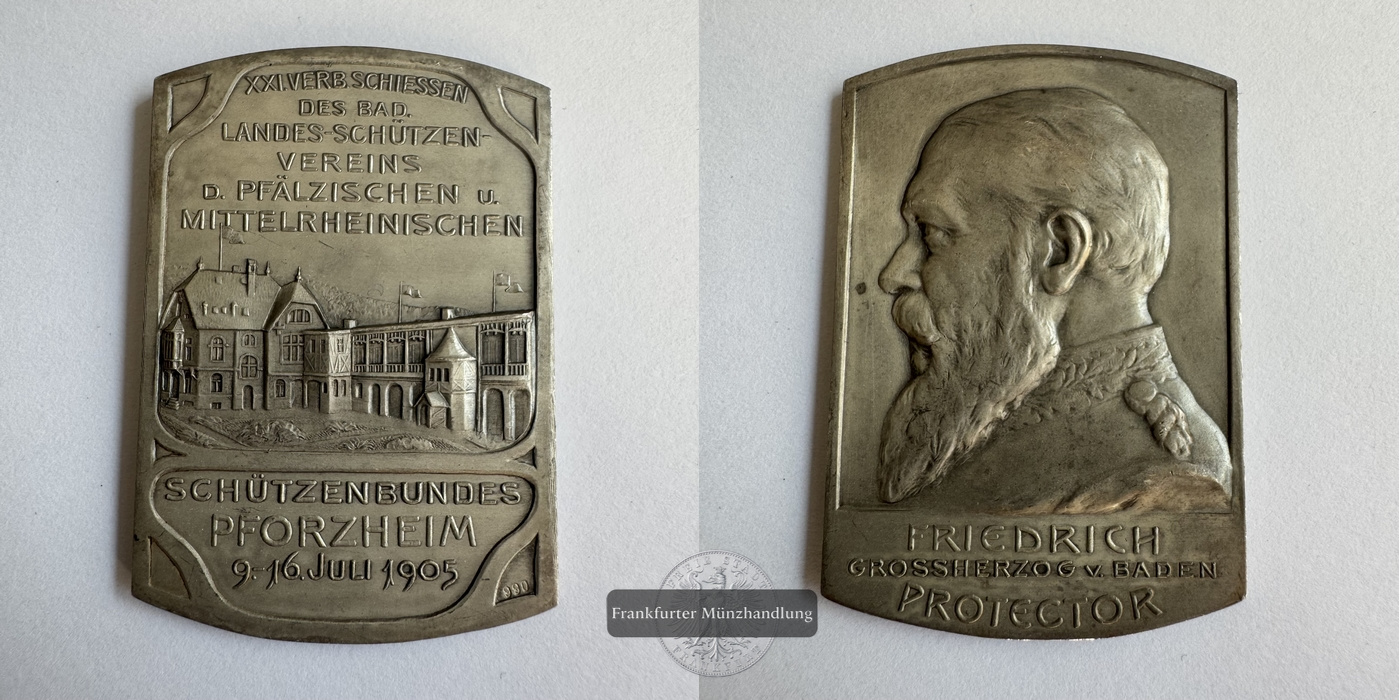  Deutschland Pforzheim 1905 Silbermedaille Schützenverein FM-Frankfurt Gewicht: 22,60g   