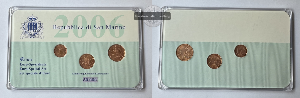  San Marino 2006 1-2-5 Cent Euro-Spezialsatz  FM-Frankfurt   