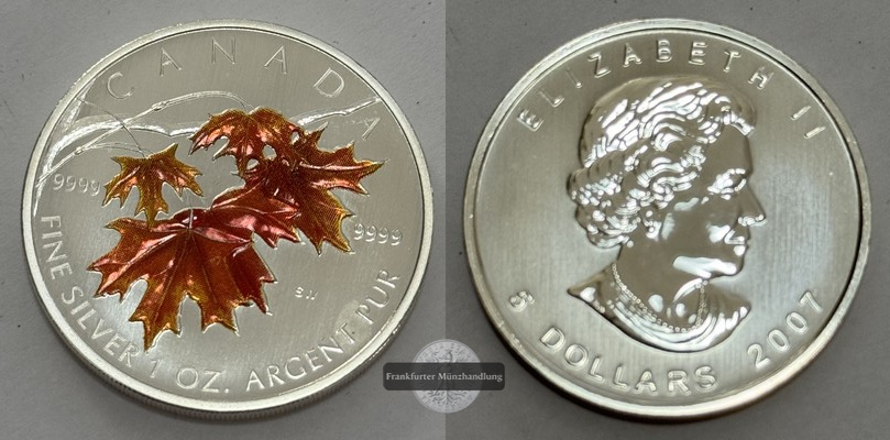  Kanada - 5 Dollar  2007  Maple Leaf   FM-Frankfurt    Feinsilber: 31g   