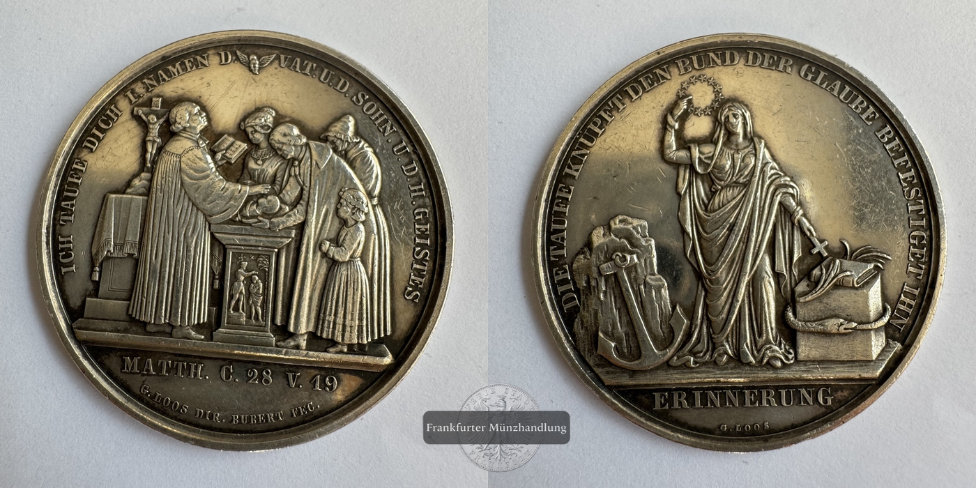  Deutschland Religiöse Silbermedaille Die Taufe knüpft... FM-Frankfurt Gewicht: 27,51g   