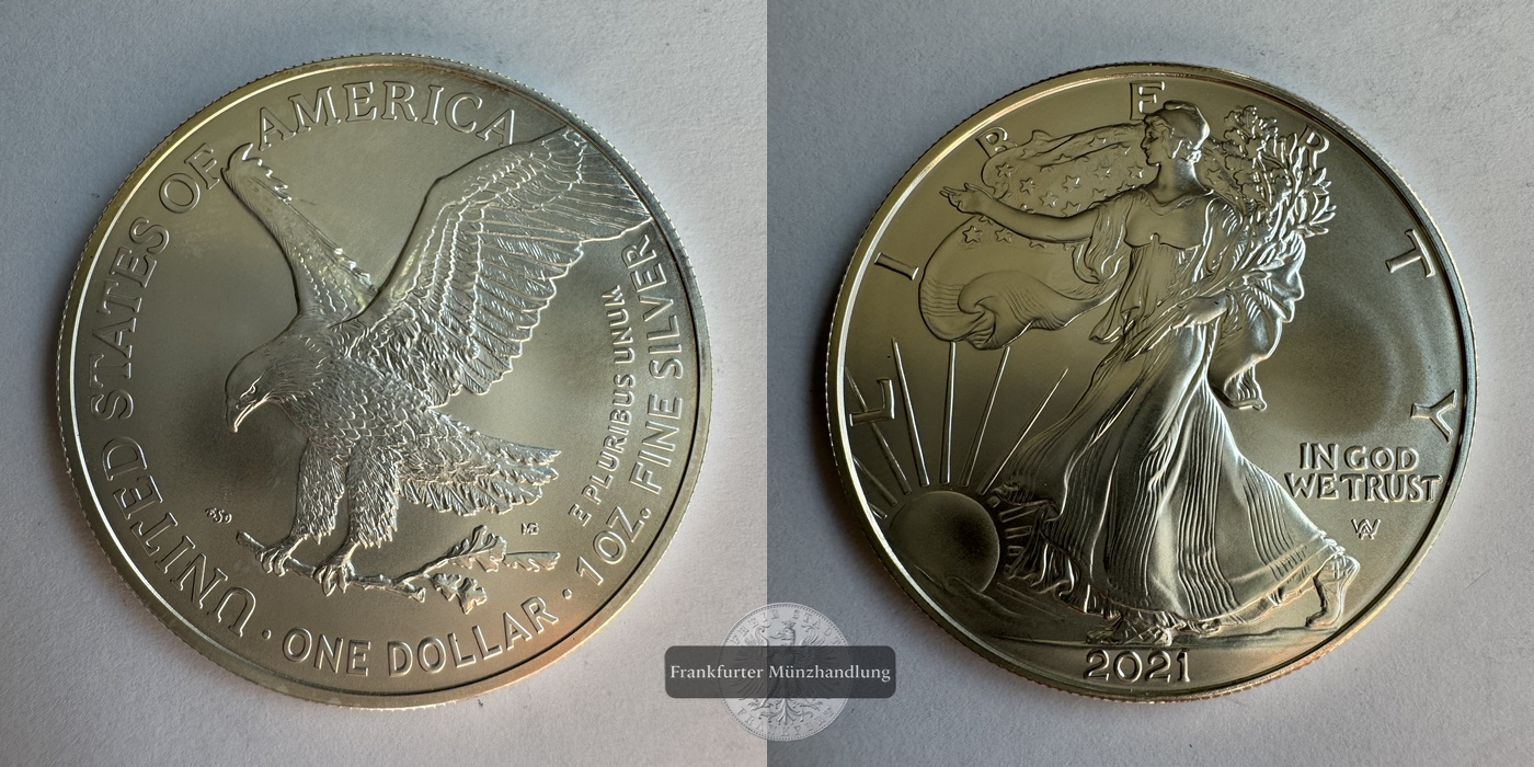  USA  1 Dollar 2021 (2021-25) American Silver Eagle  FM-Frankfurt KM#746 Feinsilber: 31,06g   