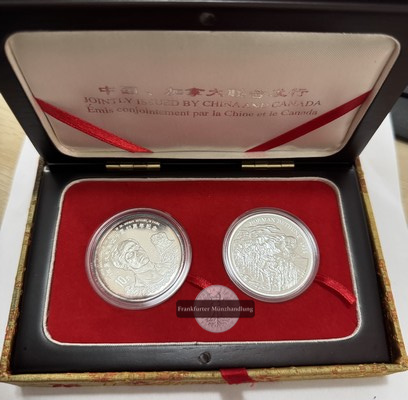  Kanada, China - 5 Dollar / 10 Yuan 1998  Ankunft Dr. Norman Bethune  FM-Frankfurt    Feinsilber: 62g   