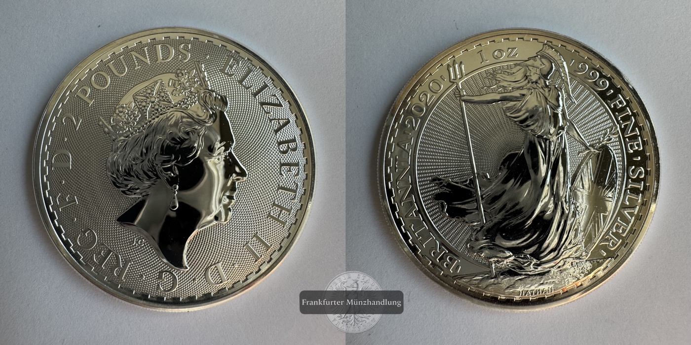  Großbritannien 2 Pounds 2020 (2017-2020) Britannia  FM-Frankfurt KM#1508 Feinsilber: 31,2g   