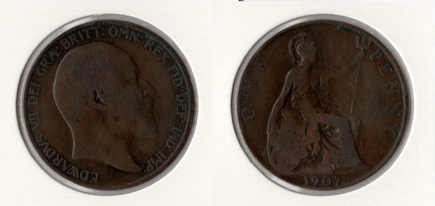  U.K. 1 Penny 1907 (Bro) Edward VII.(1901-1910) ss   