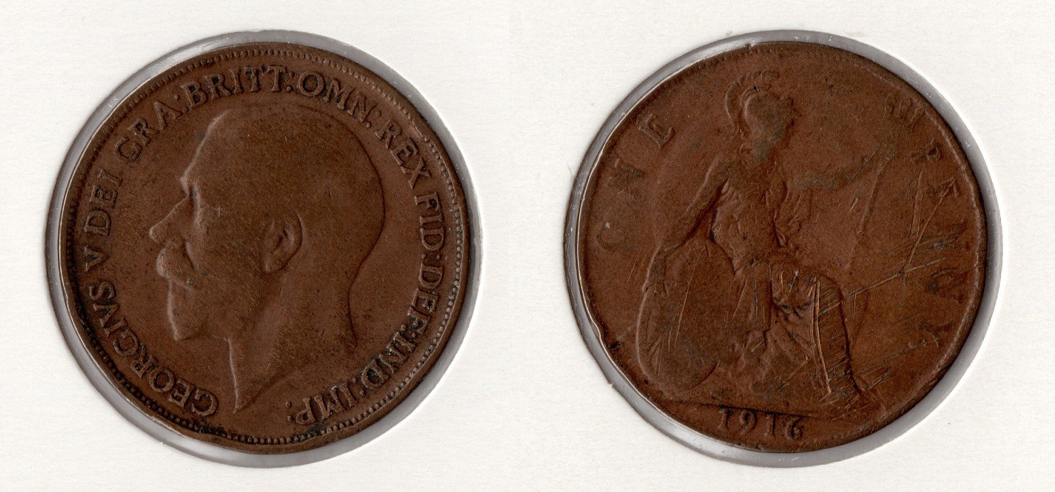  U.K. 1 Penny 1916 (Bro) George V. (1910-1936) ss   