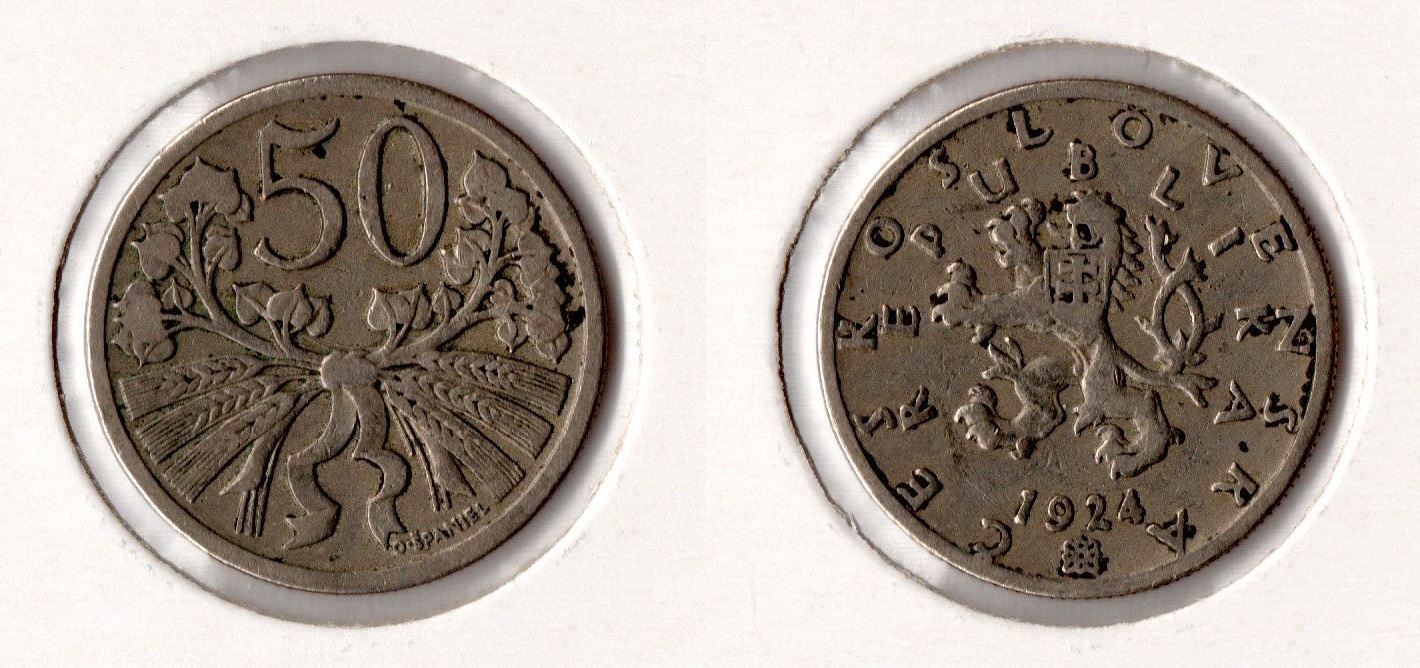  Tschechoslowakei/ Tschechien 50 Haleru 1924 ss-vz   