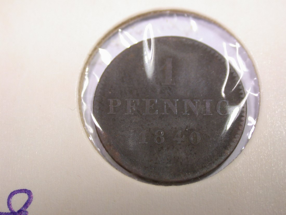  I20 Bayern  1 Pfennig 1840 in ss+    Originalbilder   