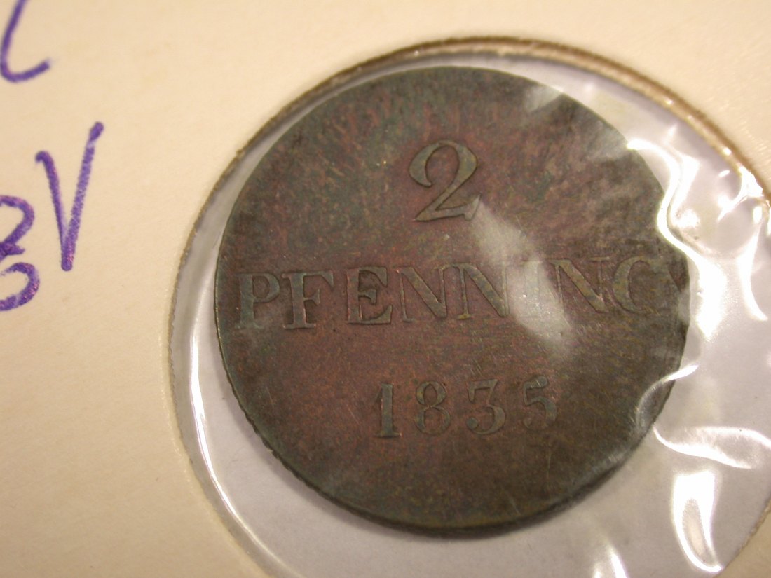 I20 Bayern 2 Pfennig 1835 in ss+ Originalbilder