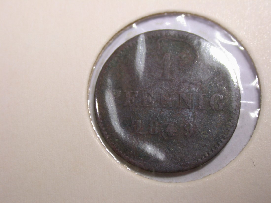 I20 Bayern 1 Pfennig 1849 in s-ss Originalbilder