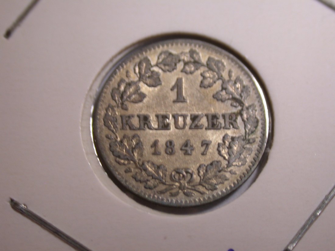 I20 Bayern 1 Kreuzer 1847 in vz-st Originalbilder